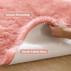 ORINOVA Pink Shag Faux Sheepskin Washable Fur Rug for Living Room Bedroom Furry Area Rug 4x6 Rectangle Rug Nursery Decor Girl