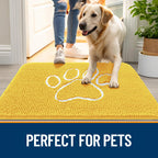 OLANLY Dog Door Mat for Muddy Paws 30x20, Paw Print Design Chenille Mud Mat