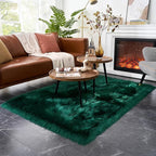EasyJoy Ultra Soft Fluffy Shaggy Area Rug Faux Fur Rug Chair Cover Seat Pad Fuzzy Area Rug for Bedroom Floor Sofa Living Room (4 x 6 ft Rectangle, Dark Green)