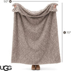 UGG Adalee Faux Fur Throw Blanket, Luxury Cozy Fluffy Blanket for Living Room or Bedroom, Decorative Double-Sided Fuzzy Throw, Machine Washable Spring Decor, 50-inch x 70-inch, Oyster Brown