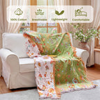 MSGKV Boho Throw Blanket 60"x80" Summer Cotton Butterfly Floral Blanket