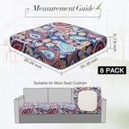 Newwiee 8Pcs Patio Cushion Covers Stretch Outdoor Cushion Cover Replacement for Patio Furniture Sofa Couch Slipcovers, Soft Flexibility Washable Furniture Protector(Waterproof Paisley,Vivid Color)