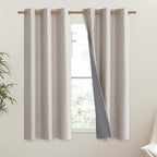 NICETOWN Brich Vintage Open Linen Weave Flax Thermal Curtains, 100% Blackout Curtains 45" Long for Dining Room, Soundproof Window Treatment Drapes for Kitchen, 42" Wide Per Panel, Set of 2