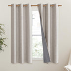 NICETOWN Brich Vintage Open Linen Weave Flax Thermal Curtains, 100% Blackout Curtains 54" Long for Dining Room, Soundproof Window Treatment Drapes for Kitchen, 42" Wide Per Panel, Set of 2