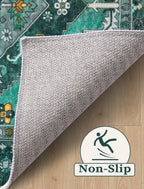 SERISSA 2'6"x8' Washable Non Slip Boho Runner Rug for Hallway，Teal