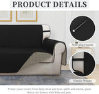ISSUNTEX Double Protection 100% Waterproof Sofa Covers for Living Room, Couch Covers for 3 Cushion Couch Sofa, Reversible Furniture Protector Sofa Cover for Dogs, Pets, Kids (Sofa, Black/Beige)