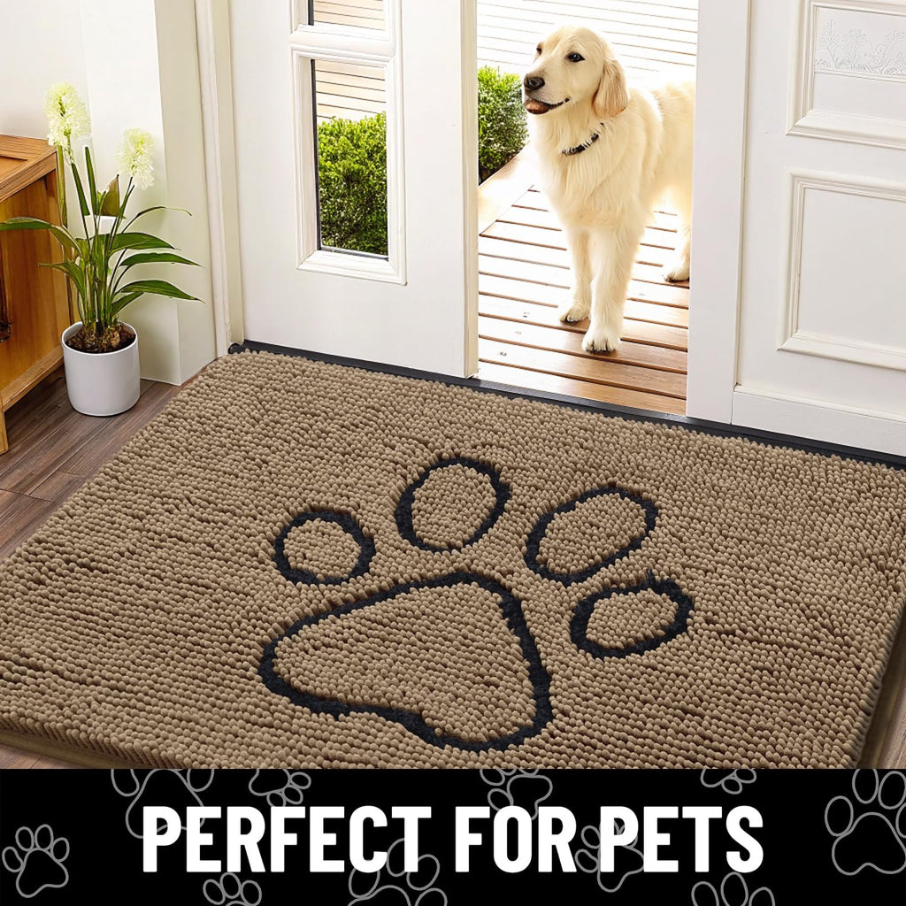 Smiry Dog Door Mat for Muddy Paws, Absorbent Non Slip Dirt Trapper, 30x20