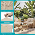 14Pcs Stretch Patio Cushion Covers,Outdoor Couch Covers Replacement,Outdoor Couch & Sofa Slipcovers,for Patio Furniture Cushion Covers,Washable Reusable Furniture Protector (Beige,Cover Only)