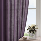 Nanspring Plum Linen Curtains 90 Inch Long 2 Panels Set for Bedroom Living Room Plum Linen Textured Window Drapes Semi Sheer Light Filtering Rod Pocket Back Tab Farmhouse Curtain 52x90
