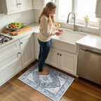 Area Rugs 2'x3' Kitchen Rugs Entry Rug Small Rugs for Entryway Kitchen Bathroom Door Mat Indoor Entrance,Washable Non Slip, Light Gray Grey White
