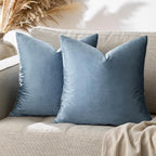GIGIZAZA Stone Blue Velvet Throw Pillow Covers 16x16 Pack of 2