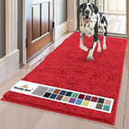 Muddy Mat® | Super Absorbent Door Mat Indoor, Microfiber Quick Dry Chenille Entryway Rug, Non-Slip Front Door Mat, Indoor Mats for Entryway, Machine Washable Pet Rug, Red 24" x 96"