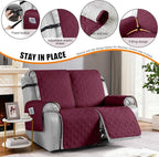 VANSOFY Waterproof Recliner Couch Covers, Sofa Covers 1-Piece Washable Reclining Sofa Cover Non-Slip Furniture Protector with Elastic Straps Pocket for Dogs, Pets(Burgundy,2 Seater)