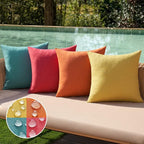 MIULEE Pack of 4 Decorative Outdoor Throw Pillow Covers Linen Waterproof Pillow Covers Farmhouse Cushion Cases for Patio Garden Tent Balcony Couch Sofa18x18 inch Red/Turquoise