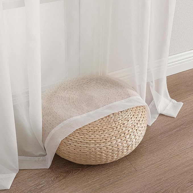 OWENIE Ivory Sheer Curtains 108 Inches Long for Living Room Bedroom 2 Panels Set, Lightweight Airy Ivory Sheer Curtain, Filmy Voile Rod Pocket, 2 PCS, Each 59" W x 108" L