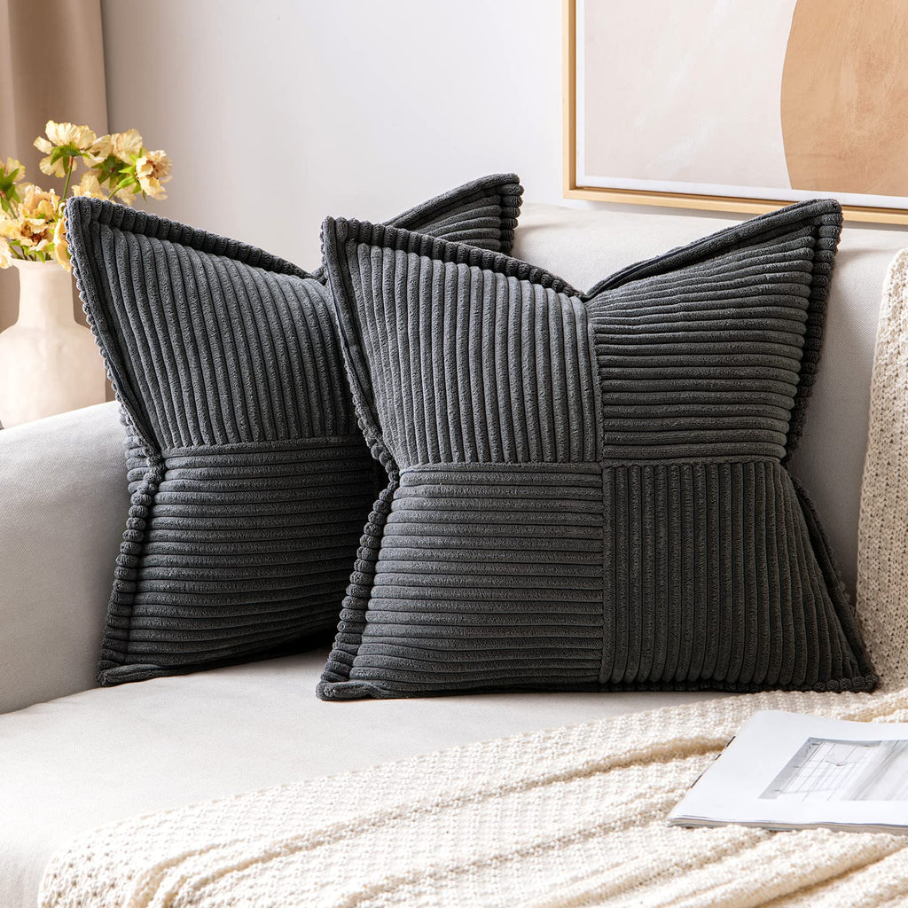 MIULEE Decorative Throw Pillow Covers for Couch 20x20 Inch Dark Grey 2 Pack