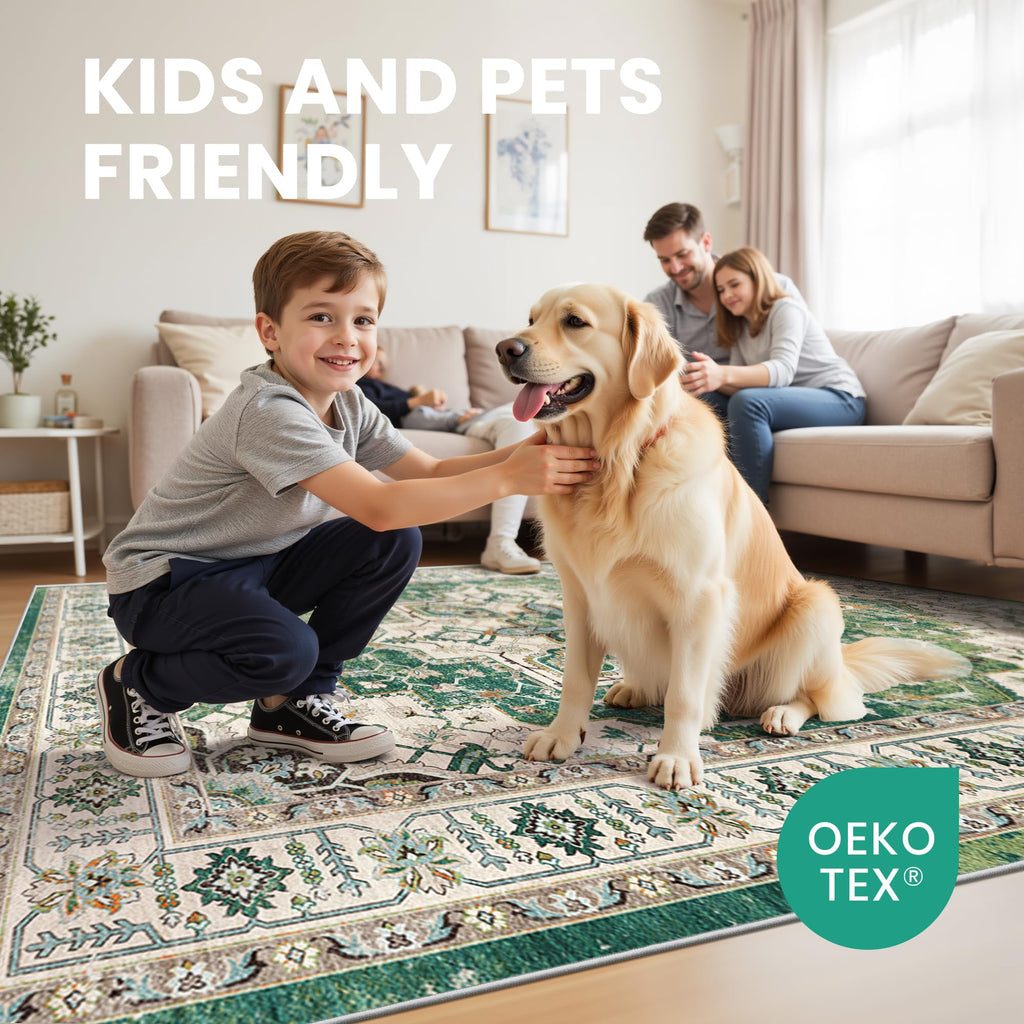 zesthome 6x9 Area Rugs for Living Room,Large Washable Rug,Green