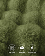 Ultra Soft Cozy Faux Fur Throw Blanket, Fuzzy Plush Thick Bubble Blanket, Oversize Luxury Fluffy Blanket for Couch, Sofa, Bedroom, and Living Room,50x60 Inches,Green