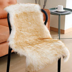 linmopm Faux Fur Rug Sheepskin Shag Fluffy Fuzzy 2x3 ft Small Rugs for Bedroom Bedside Bed Floor Living Room Plush High-Density Cushion Carpet Super Sofa Cover White and Yellow