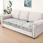 Leather Look Couch Cushion Covers Sofa Seat Slipcovers Sets Couches Furniture Protector for Sectional Armchair Loveseat Pets Kids Stretch Spandex Fabric (3 Cushion Sofa, Beige 02Flower)
