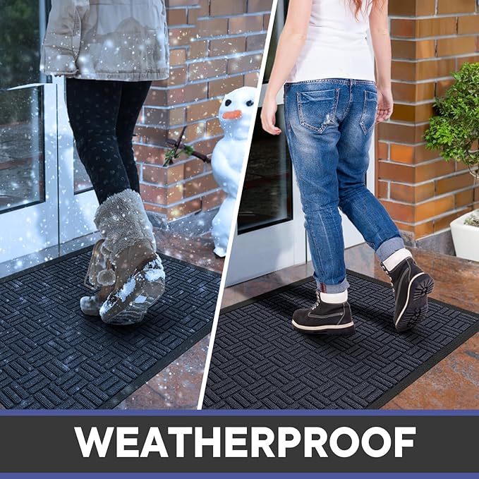 Mibao Front Door Mat, Heavy Duty Durable Welcome Mat for Outdoor Indoor, Dirt Trapper Waterproof Super Absorbent Door Mat for Entryway Outside Patio Porch, 47" x 24", Navy