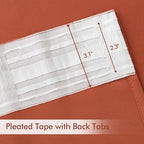 MIULEE Back Tab Burnt Orange Blackout Curtains 96 Inch Long 2 Panels Set for Bedroom, Fall Terracotta Rod Pocket/Pinch Pleated Thermal Insulated Room Darkening Light Blocking Floor to Ceiling Drapes