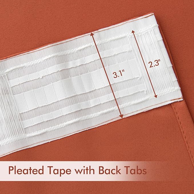MIULEE Fall Burnt Orange Back Tab Blackout Curtains 52"x90" Length 2 Panels