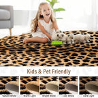 AROGAN Premium Leopard Print Rug 6.2x7 Feet, Machine Washable Faux Fur Cheetah Rug, Non-Slip Animal Print Hide Leopard Skin Area Rug for Bedroom Living Room Home Decor