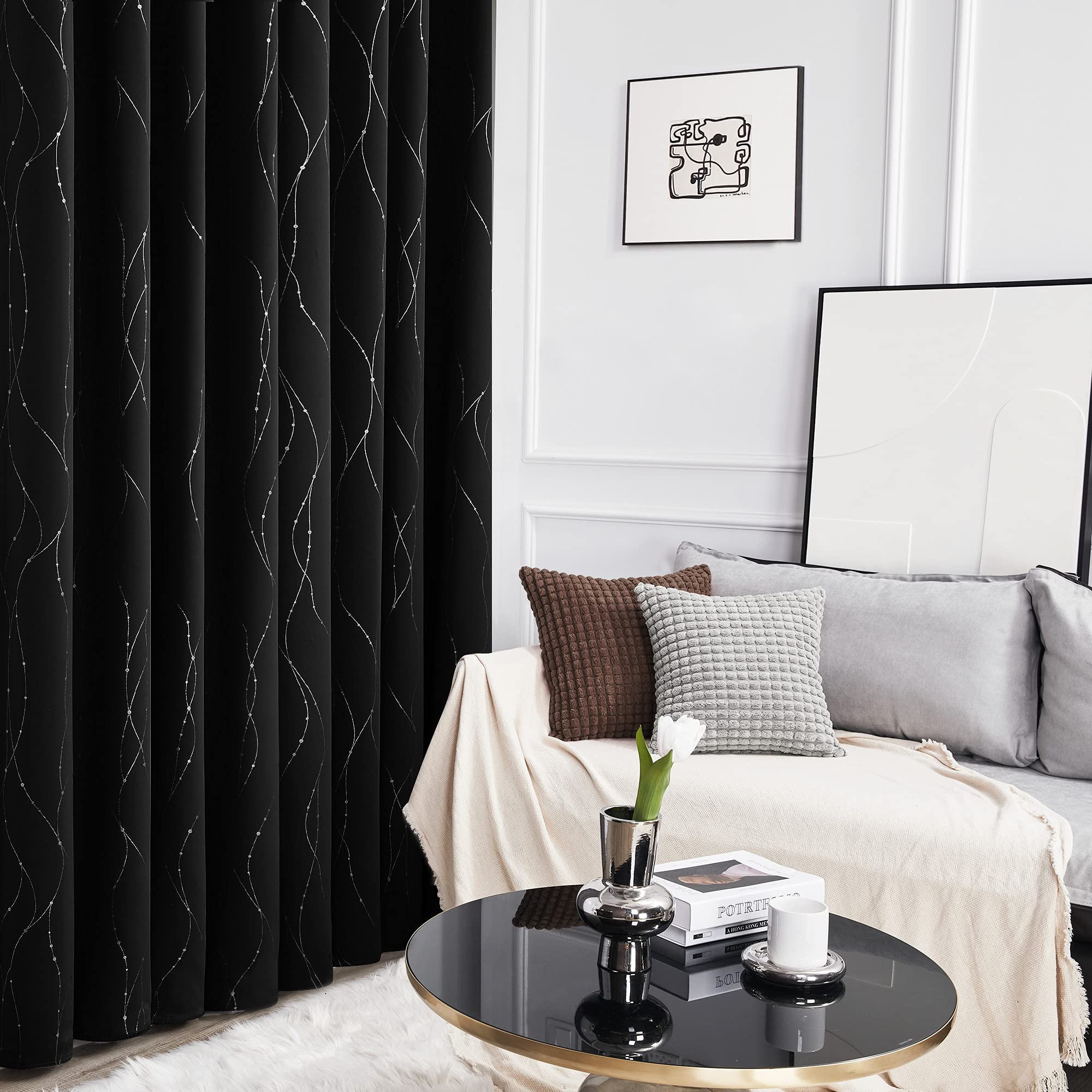 Deconovo Living Room Curtains 84 Inches Long, Blackout Curtains for Bedroom