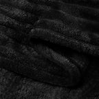 BEDELITE Ribbed Jacquard Black Fleece Throw Blanket for Couch, 50x70 Inch