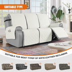 VANSOFY Waterproof Recliner Couch Covers, Sofa Covers 1-Piece Washable Reclining Sofa Cover Non-Slip Furniture Protector with Elastic Straps Pocket for Dogs, Pets(Off White,3 Seater)