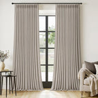 MIULEE Pinch Pleated Thick Linen Curtains 108 Inches Length Taupe Curtains