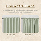 RYB HOME 100% Blackout Sage Green Linen Curtains, Light & Heat Blocking Thermal Privacy Protection Neutral Window Drapes for Living Room Bedroom, 52" W x 84" L, 2 Panels Set