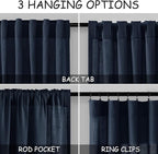Nanspring Navy Blue Curtains 80 Inches Length for Living Room Back Tab Rod Pocket Semi Sheer Linen Drapes Muted Neutral Boho Indigo Blue Linen Textured Window Curtain for Dining Room 52X80 Inch