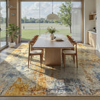 Ompaa Living Room Rug 6x9 Beige Area Rug Machine Washable Boho Rug Non Slip Abstract Vintage Indoor Large Rugs for Bedroom, Classroom, College Dorm, Farmhouse, Dining Room, Kids Playroom