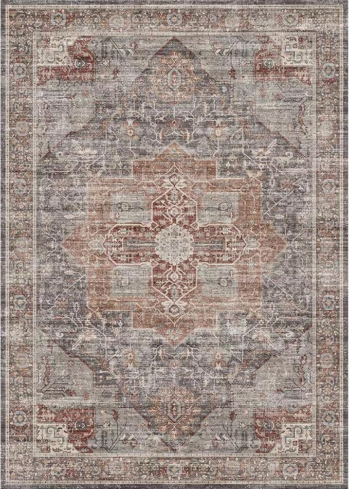 Restydon Runner Rug 2x8 Runners for Hallways Washable Rugs, Grey/Brown/Tan