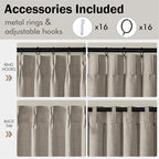 MIULEE Pinch Pleated Thick Linen Curtains 108 Inches Length Taupe Curtains