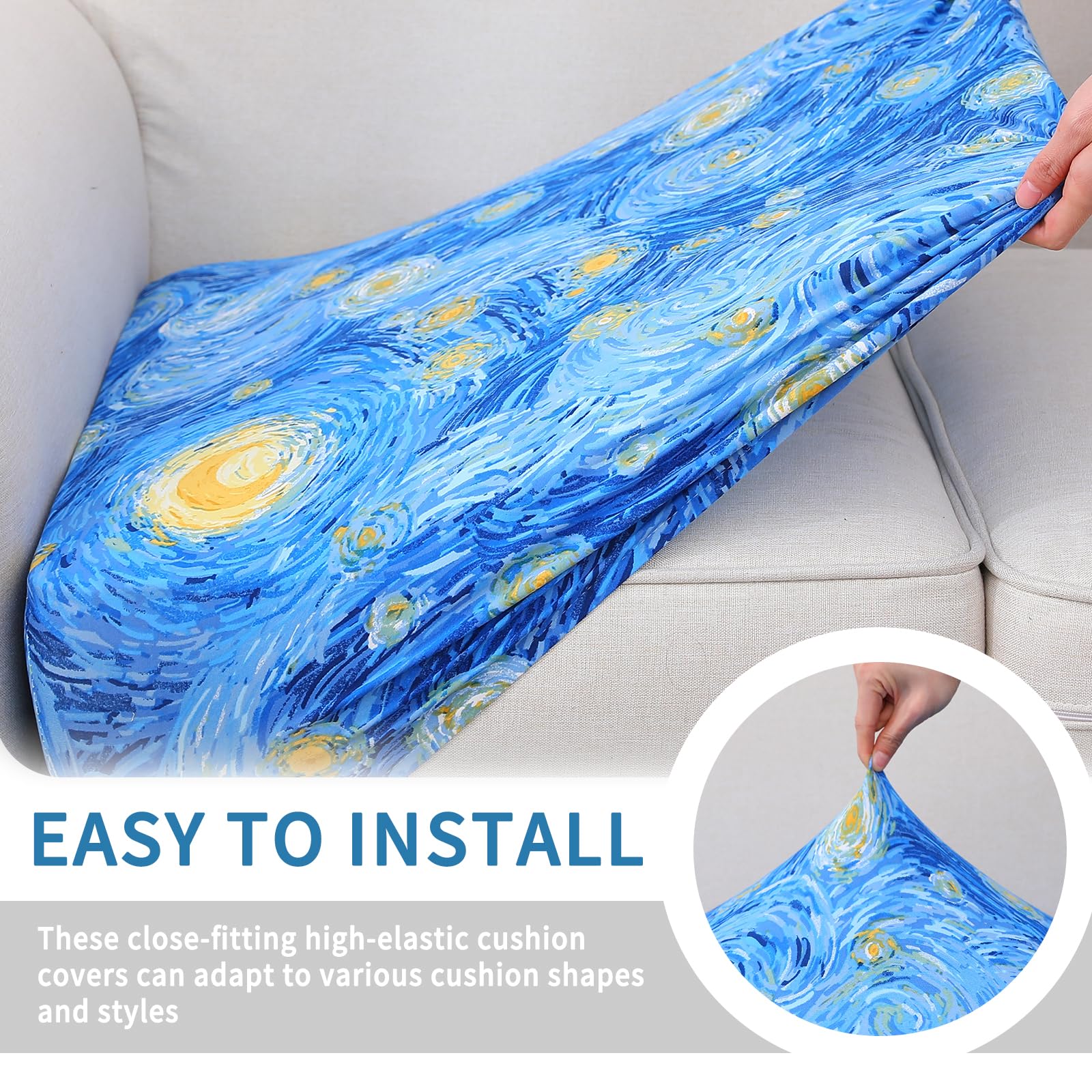 hyha Printed Couch Cushion Covers, Sofa Covers Washable for 2 Cushion Couch