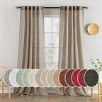MIULEE Taupe Grey Linen Curtains 96 Inches Long 2 Panels for Bedroom Living Room, Soft Linen Textured Window Drapes Semi Sheer Light Filtering Back Tab Rod Pocket Farmhouse Modern Burlap Look Decor