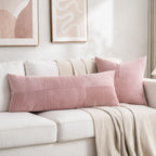 Fancy Homi 2 Packs Blush Pink Decorative Throw Pillow Covers 18x18 Inch for Living Room Couch Bed, Rustic Farmhouse Boho Home Decor, Soft Corss Corduroy Patchwork Textured Square Cushion Case 45x45 cm