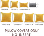 Fancy Homi 2 Packs Gold Yellow Euro Decorative Throw Pillow Covers 26x26 Inch for Couch Bed Sofa, Rustic Farmhouse Boho Home Decor, Soft Corss Corduroy Patchwork Textured Square Cushion Case 66x66 cm