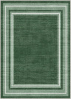 OPPODREAM Border Soft Area Rugs 5x7, Washable Green Rug with Non Slip Backing, 5 x 7 Faux Cashmere Low-Pile 5x7 Carpet