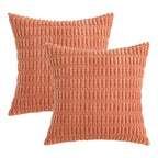 MIULEE Corduroy Decorative Throw Pillow Covers 18x18 Coral Pack of 2