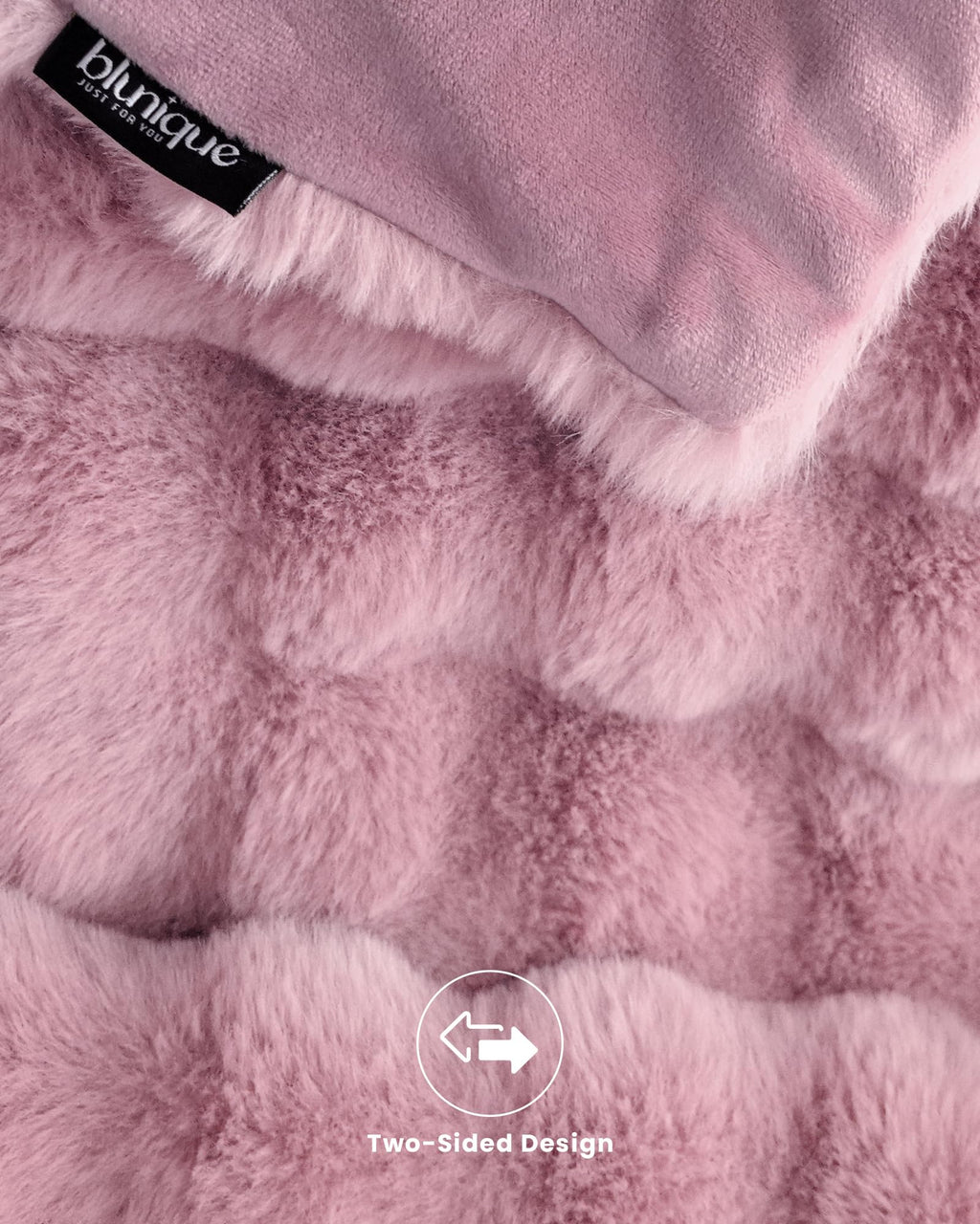 blunique Ultra Soft Cozy Faux Fur Throw Blanket, Fuzzy Plush Thick Bubble Blanket, Oversize Luxury Fluffy Blanket for Couch, Sofa, Bedroom, and Living Room,50x60 Inches,Pink