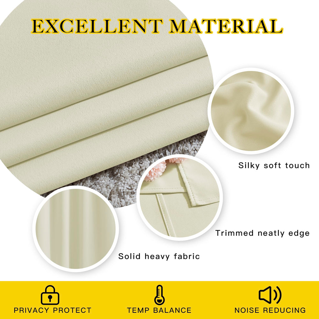 NICETOWN Beige Room Darkening Bedroom Curtains 96 inches Long, Grommet Thermal Insulated Room Darkening Window Treatments Sound Reducing for Living Room, W46 x L96, 2 Panels