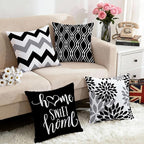 Hexagram Geometric Black Pillow Covers 18x18 Set of 4, Decorative Outdoor Boho Modern Throw Pillow Covers, Home Sweet Home Farmhouse Cushion Case for Couch Sofa Bedroom Indoor Decor(No Insert)