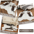 AROGAN Faux Cow Print Rug Large (5.2ft x 4.6ft) - Cow Print Area Rug with No-Slip Backing, Large Animal Skin Rugs for Living Room, Offfice, Room Decor, Spots