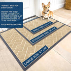 OLANLY Front Door Mat Indoor Outdoor Entrance, Waterproof All-Season, All-Weather Doormat, Sturdy Natural Rubber, Low Profile, Easy Clean Patio Porch Entryway Mat, Herringbone Brick (Beige, 36x24)