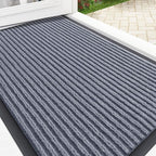 OLANLY Front Door Mat Indoor Outdoor Entrance, Waterproof Heavy Duty Doormat, Fade Resistant, Low Profile, Easy Clean Patio Porch Welcome Floor Mats for Entry, 33x21, Ash Grey