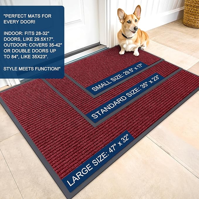 OLANLY Front Door Mat 47x30, Waterproof Heavy-Duty Indoor Outdoor Doormat